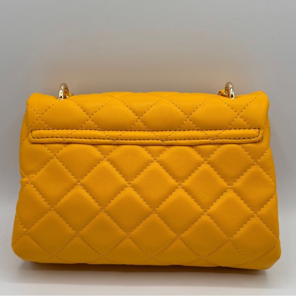 Badgley Mischka - Yellow Quilted Handbag with Pearl Accent - Picture 2 of 2